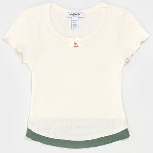 RSQ Girl’s Cherry Double Layer Pointelle Top size Large